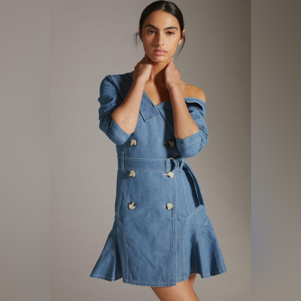 Atsu One-Shoulder Denim Utility Mini Dress